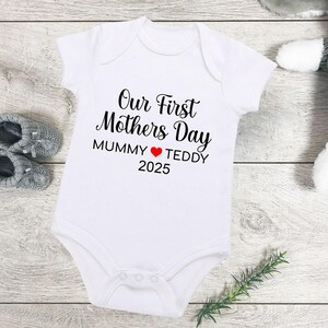 Personalised Baby First Mothers Day Vest 2025 |  1st Mothers Day Baby Bodysuit Year | Baby Grow Year Mothers Day Gift