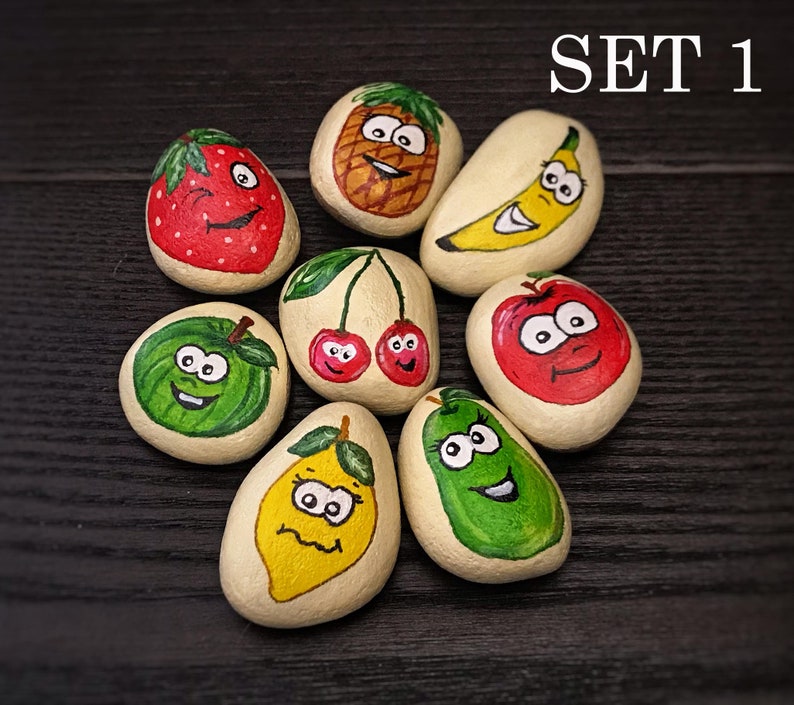 Hand Painted Rocks for Kids Emoji Acrylic Paint Personalized Etsy