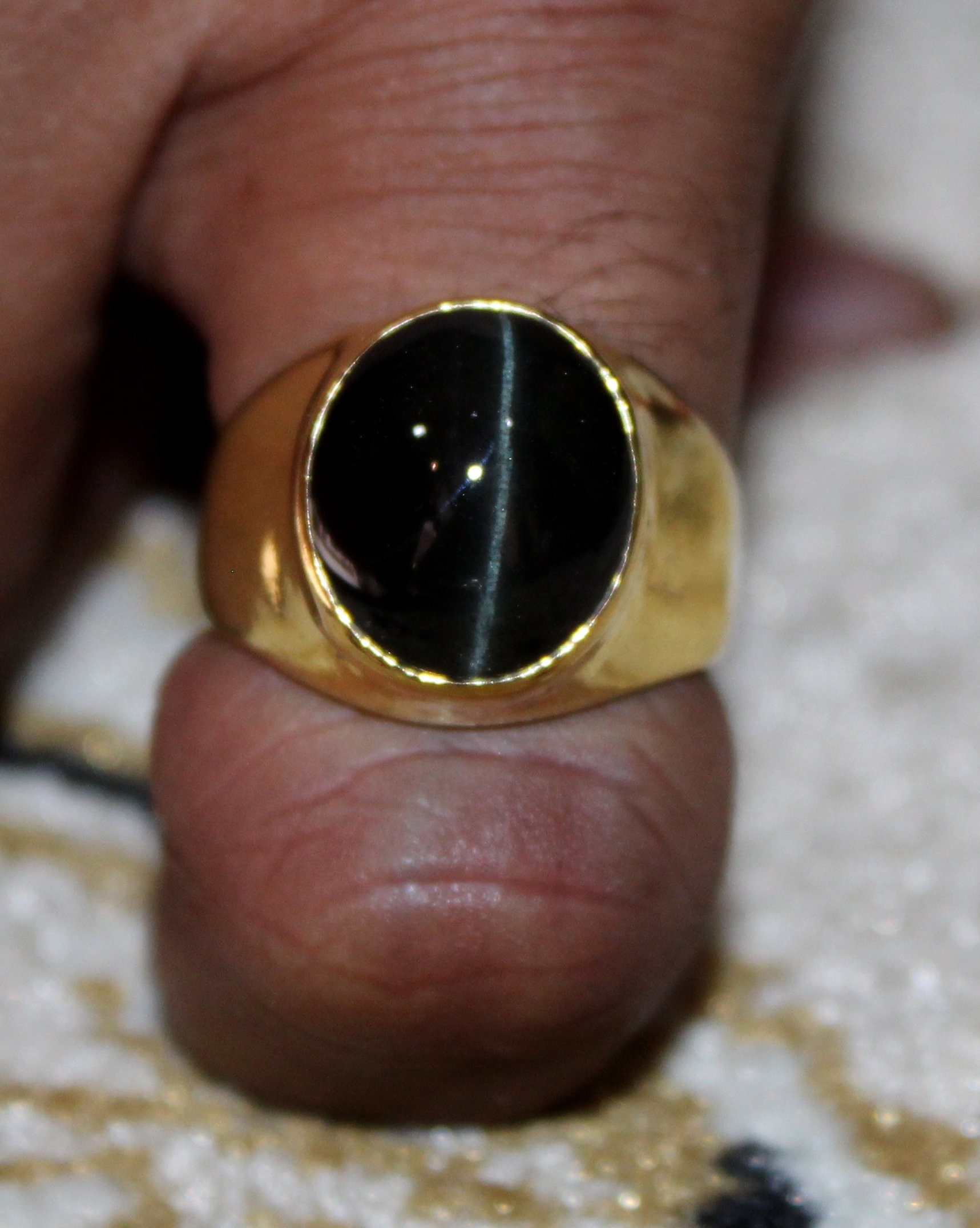 Black Cats Eye Men Ring Solid Sterling Silver Ring Natural Etsy