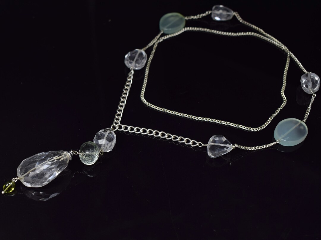 Beautiful Faceted Crystal White Stone Necklace Loose Jewelry Women Best