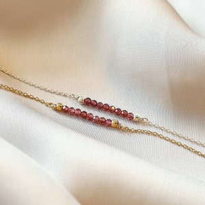 Bracelet &quot;LIFE&quot; with garnet - Bracelet silver 925 / 18 K gold-plated