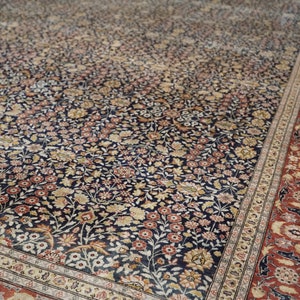 Hereke Silk Carpet, Blue Silk Rug, Turkish Silk Carpet, Vintage Silk Carpet, Pure Silk Carpet, Handwoven Silk Rug, 6.88x9.84 ft