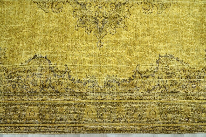 7x10 Large Yellow Rug Vintage Turkish Rug Oriental Wool Rug Etsy