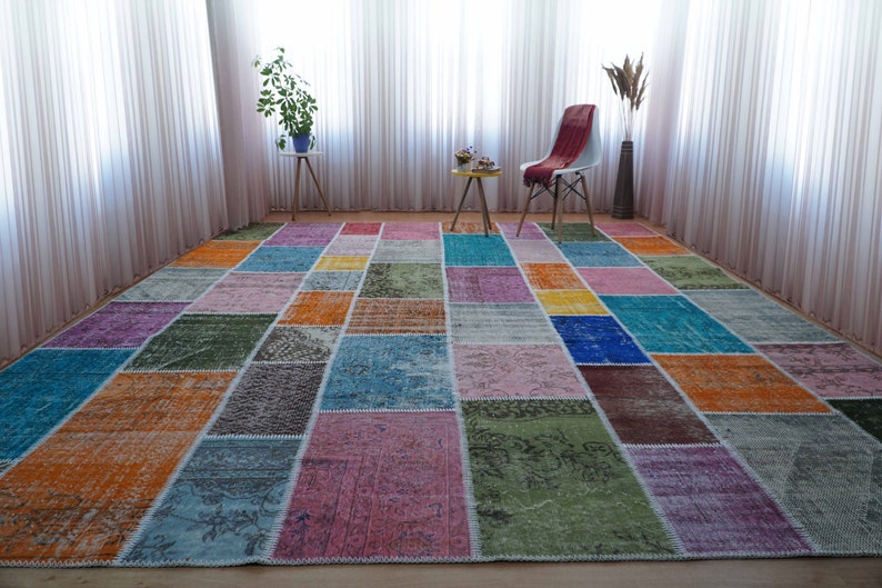 MEGA Size HUGE SALE 10x13 Rug Colorful Turkish Patchwork Rug image 0