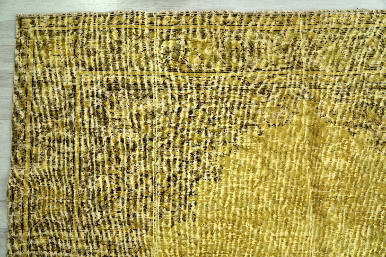 7x10 Large Yellow Rug Vintage Turkish Rug Oriental Wool Rug Etsy