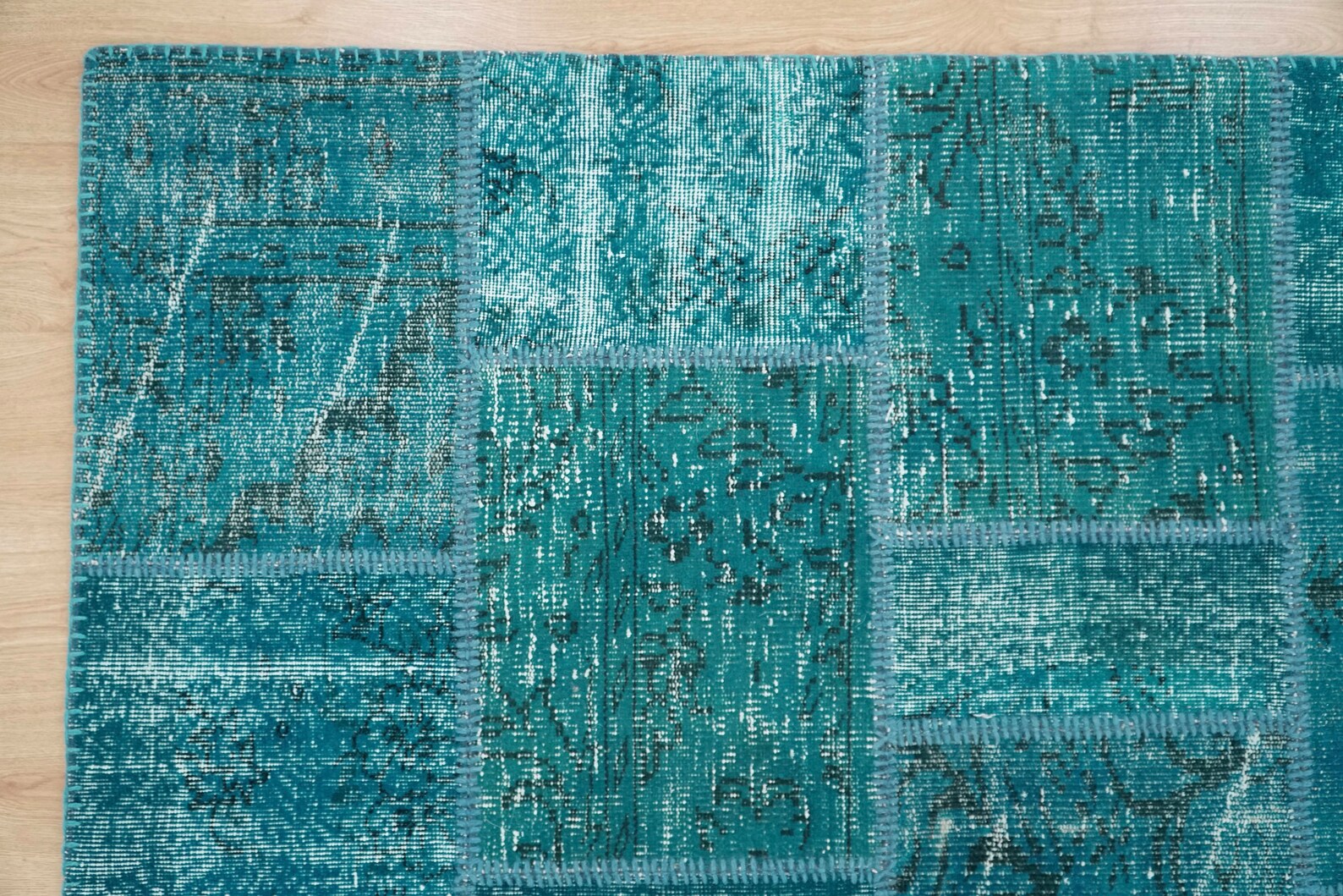Farmhouse 5x7 Rug Turquoise Area Rug Overdye Blue Rug Etsy