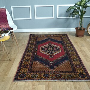 2'6 x 3'2 pies / 76 x 97 cm, alfombra pequeña, alfombra vintage
