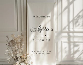 Custom Linen Wedding Welcome Sign | Modern Minimalist Ceremony Banner