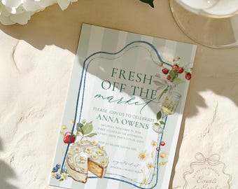 Zaproszenie na wieczór panieński Fresh Market | Przyjęcie urodzinowe, baby shower (pobranie cyfrowe)