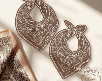 Cowboy Bandana Place Cards | Escort Cards | Favor Tags | Bridal Shower, Bachelorette, Wedding Table Decor