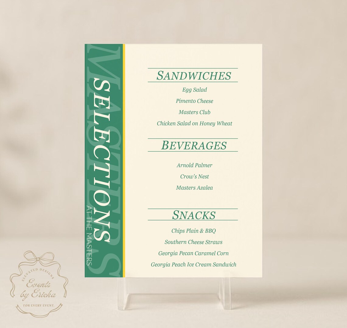 Golf Course Menu Template Editable Menu Template | Modern Elegant Design, Golf Theme (digital ...