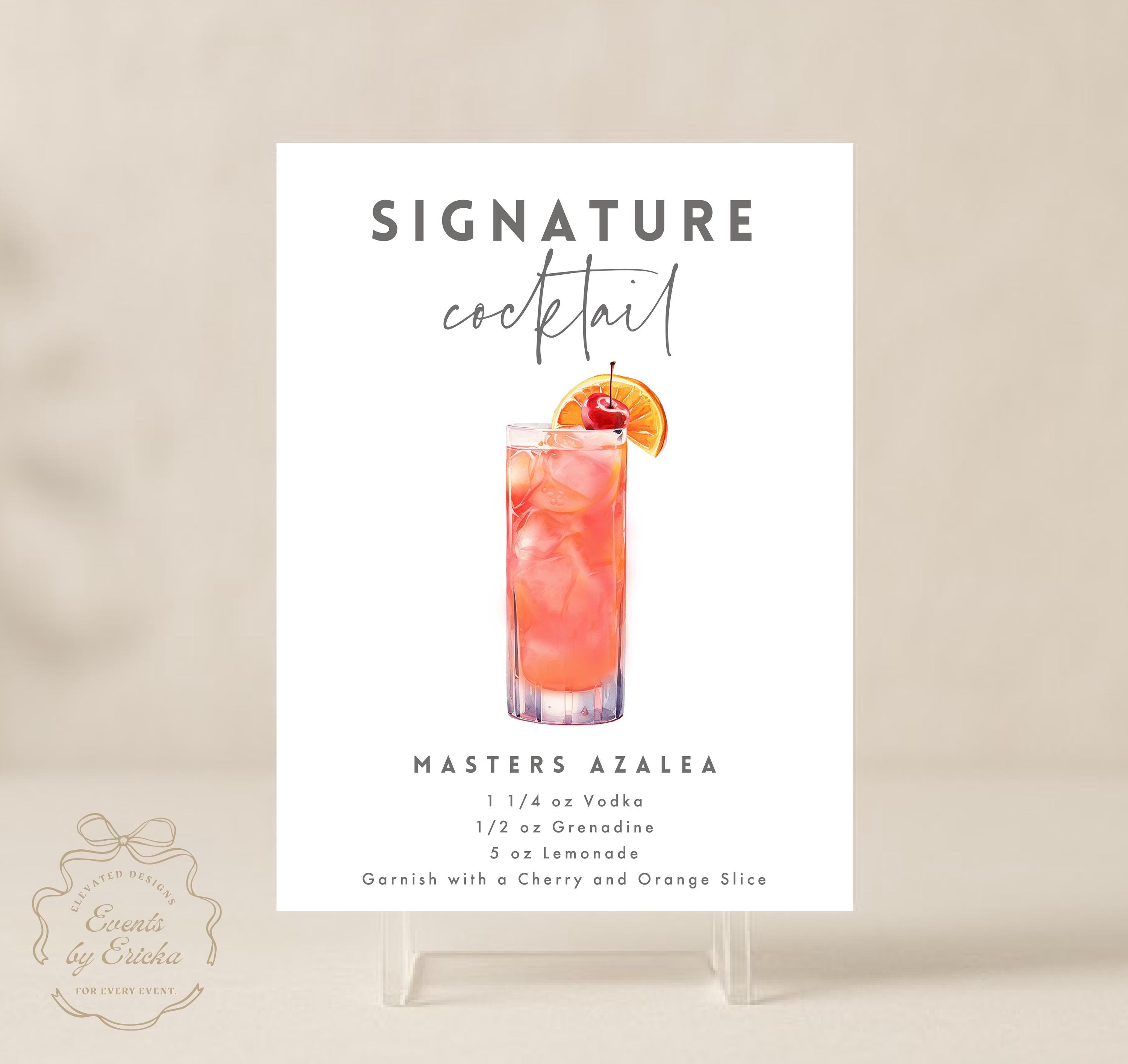 Masters Azalea Signature Cocktail Sign | Golf Party Decor (digital ...