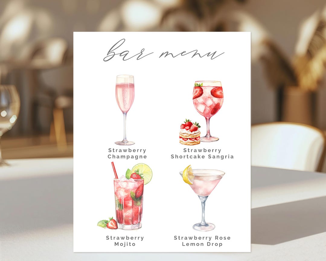 Example Personalised Cocktail Menu Editable Menu Template | Custom Design | Signature Cocktail | Modern ...