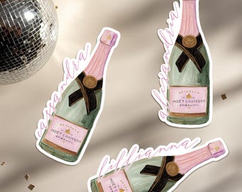 Champagne Bottle Place Cards | Escort Cards | Favor Tag | Bridal Shower, Bachelorette, Wedding Table Decor