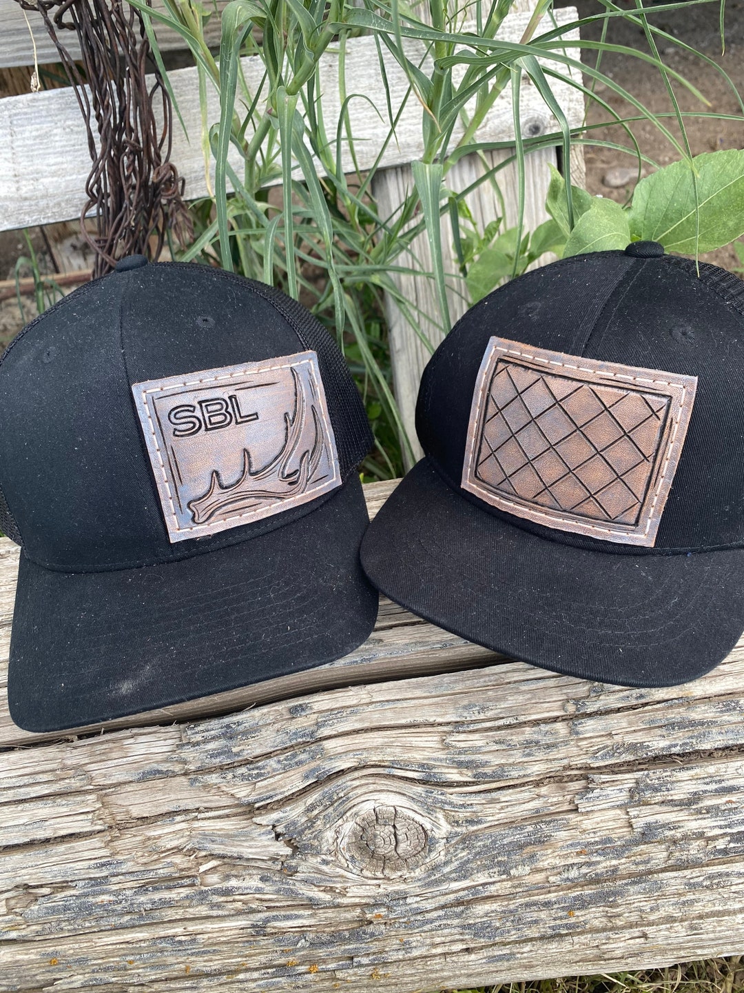 Custom Tooled Leather Patch Hat