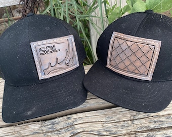 Custom Tooled Leather Patch Hat