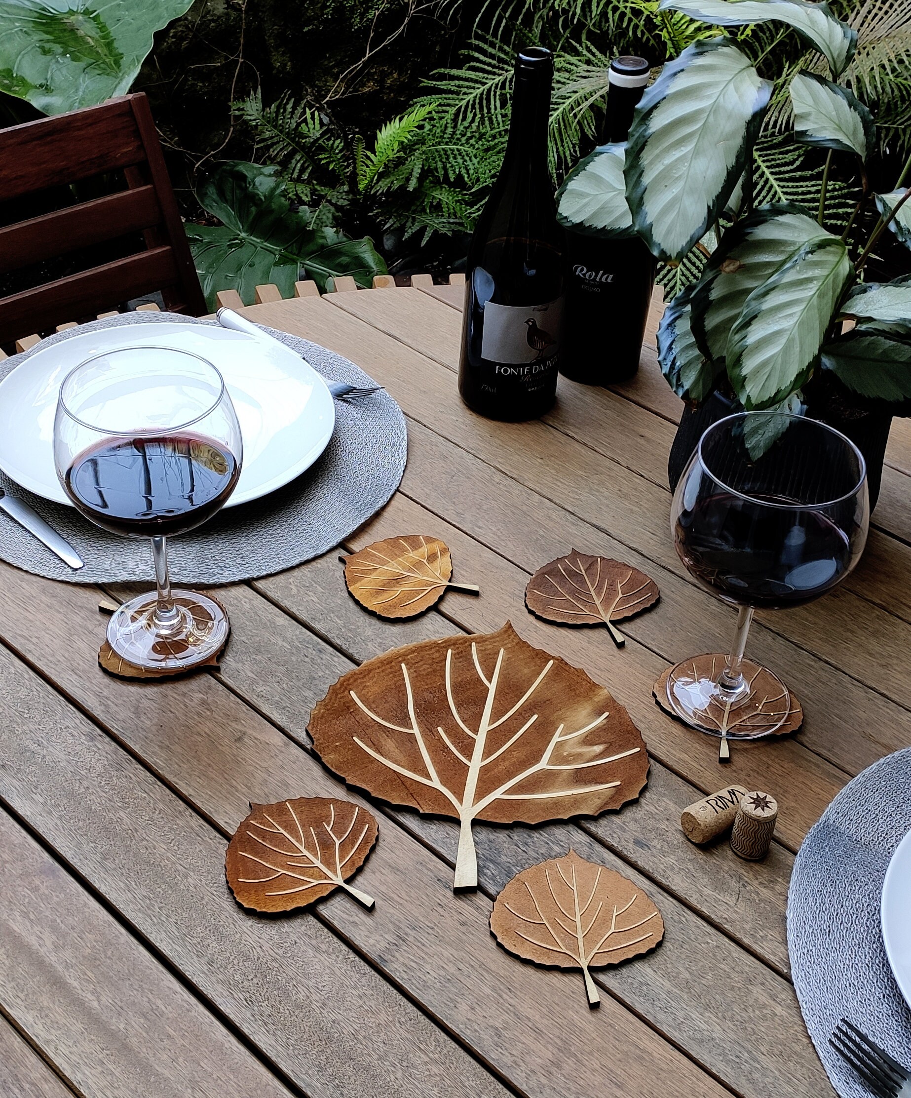 Set of Pot Bases with Coasters Plant Leaves Wood Etsy