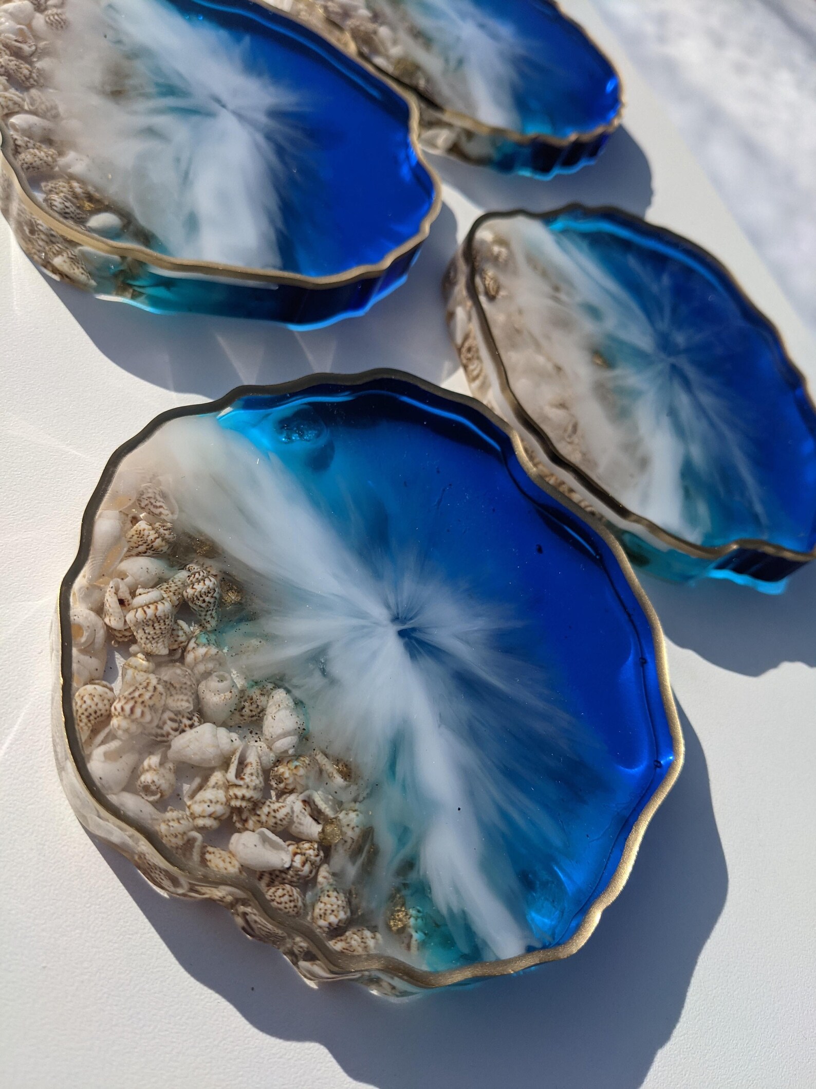 Beach Seashell Epoxy Resin Coaster Set of 4 Etsy