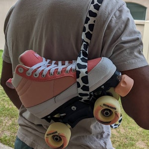 Cow print Skate leash for roller skate, made to last heavy duty.