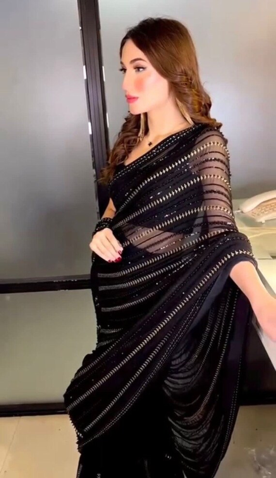 Party wear embroidery best sale saree