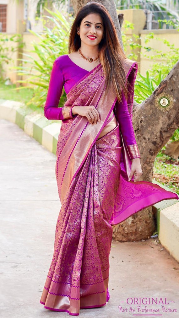 Banarasi wedding saree purple sale