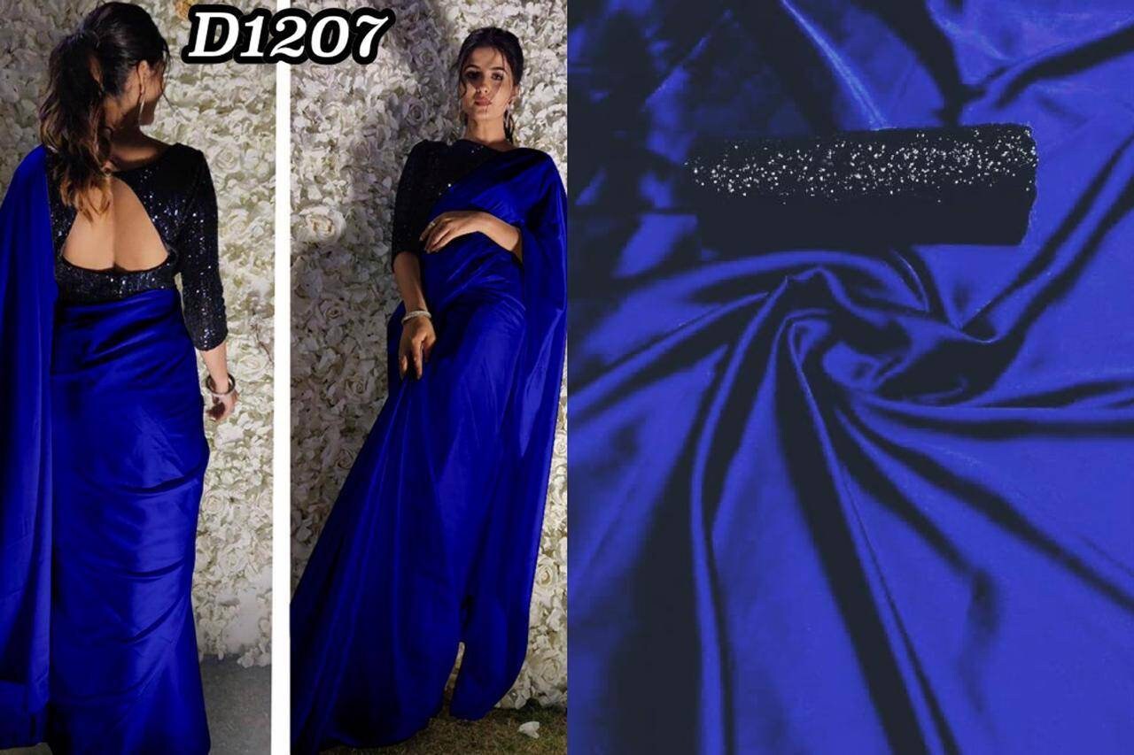 silk royal blue saree