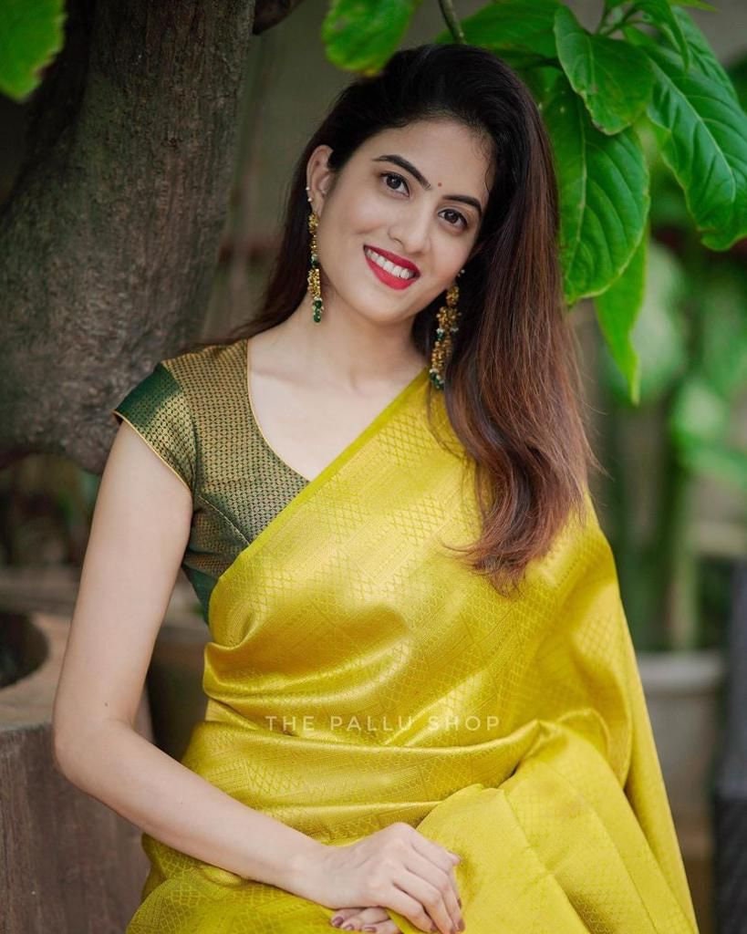 Yellow Color Silk Saree Kanchipuram Silk Saree Weaving Silk - Etsy