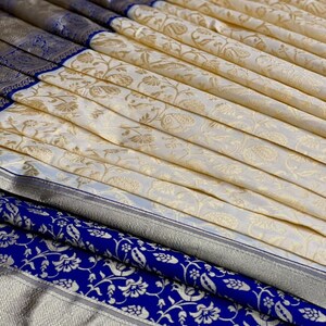 White Color Kanchipuram Silk Cloth Weaving Work Saree With - Etsy