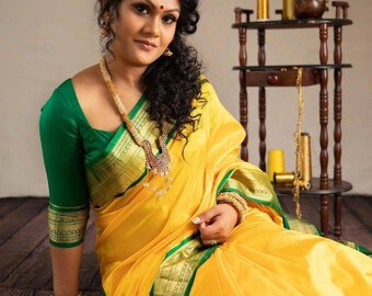 yellow saree green blouse combination