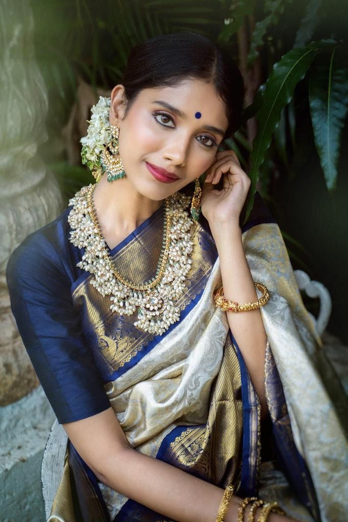 White Color Kanchipuram Silk Cloth Weaving Work Saree With | Etsy