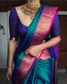 Blue Colore Kanchipuram Soft Lichi Silk Saree Bold And Beautiful Saree With Weaving Silk Exclusive Indian Wedding Saree South Silk Saree