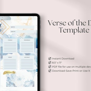 Verse of the Day Blue Marble Template-Digital Download PDF for Print or Digital Use