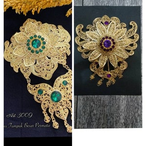 Traditional Indonesian Accessories Kebaya Brooch Gold color Alpaka Bali  Dewatastar A003