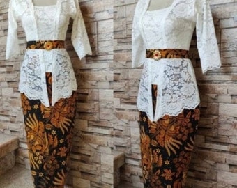 Traditionele Indonesische set Kebaya-jurk + rok Kebaya Bali A004 Dewatastar