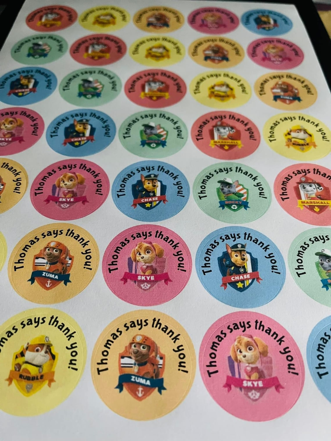 Birthday Favour Stickers Paw Patrol - Etsy