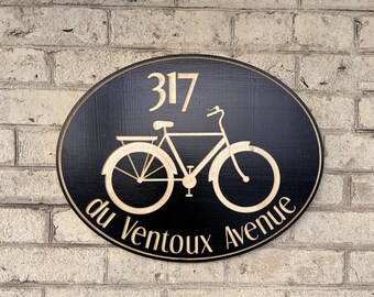 Bicycle ADDRESS SIGN – Customizable - Rustic Wooden Address Sign - Address Sign Plaque - House Warming Gift