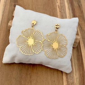 FLOWERS earrings, in gold-plated stainless steel