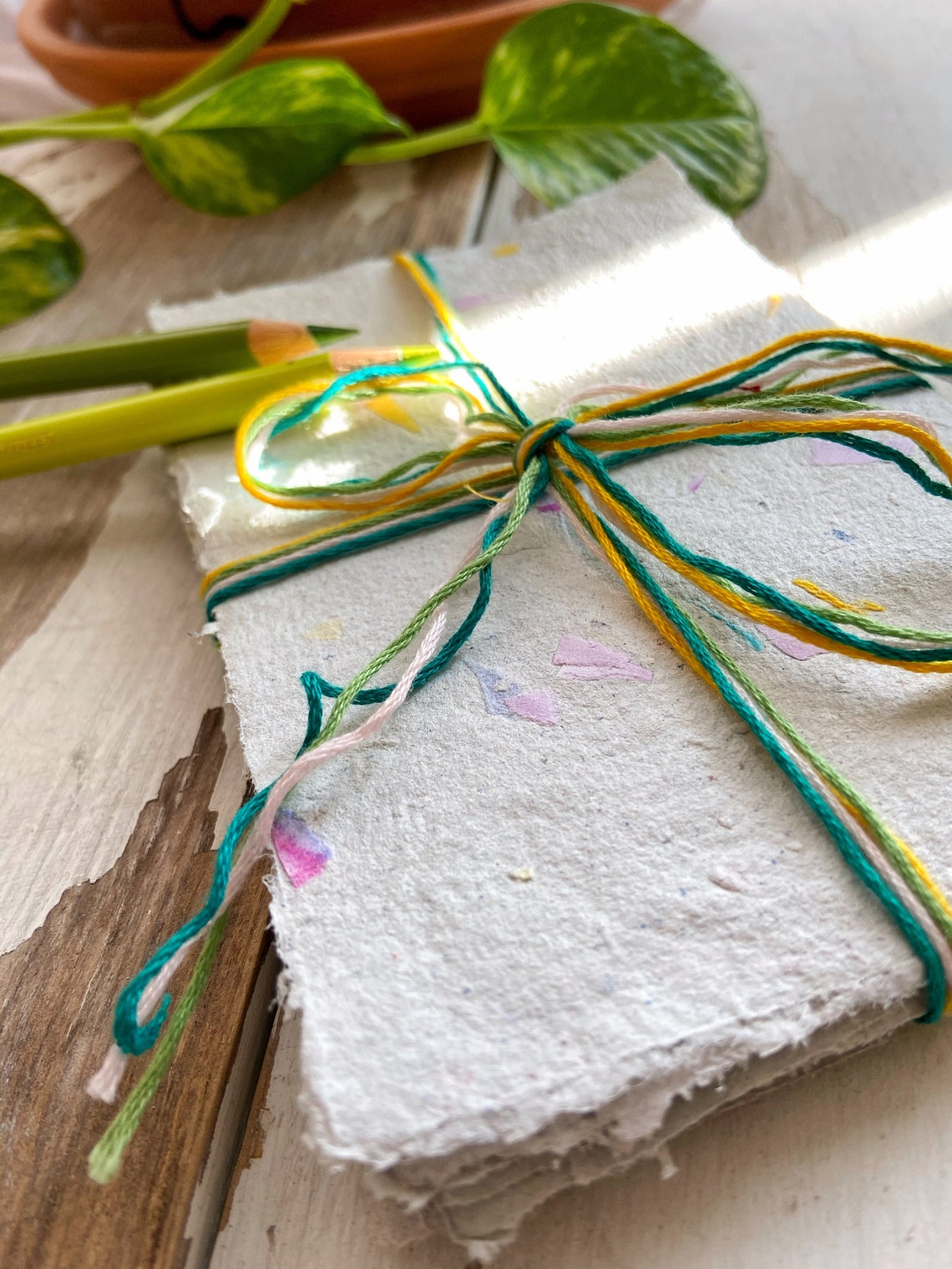 10 Handmade Recycled Paper Sheets Stationery Vintage Etsy