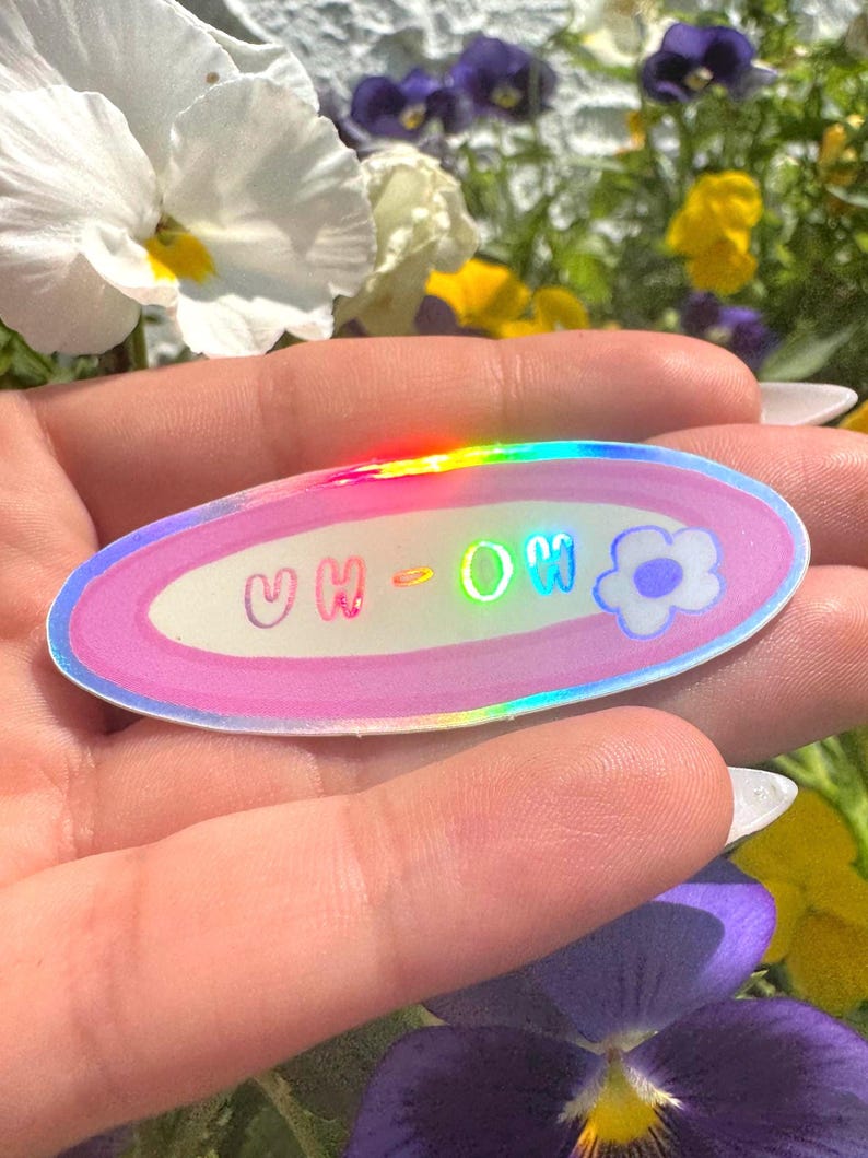 Uh Oh | Glossy Holographic Vinyl Sticker - Etsy