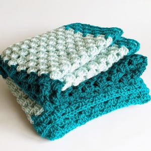 Crochet blanket, hand knitted, armchair throw, sofa, travel rug, baby blanket.
