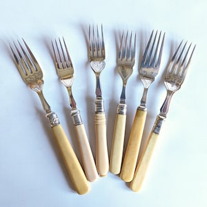 Antique Silver Plated Forks Set, Ornate Mismatched Cutlery, Made in England