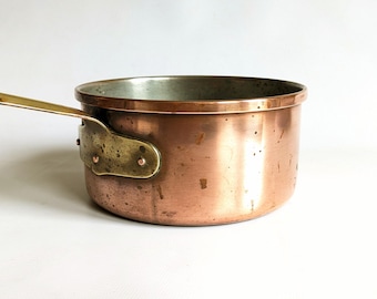 Vintage Douro copper saucepan with brass handle