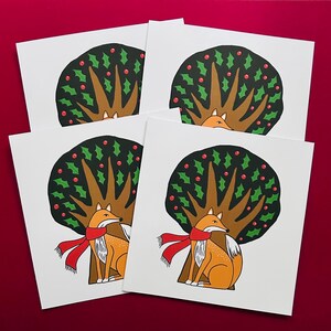 Holiday Fox - Lot de 4 cartes de voeux au design original