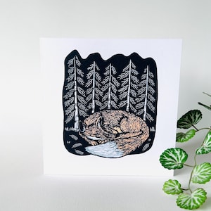 Note Nite -  Original Linocut Design Greetings Card