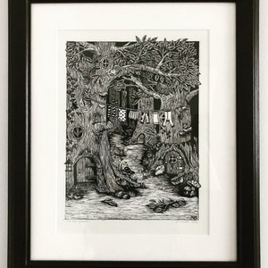 Into the Woods - Hand Printed Original Signed Linocut Print