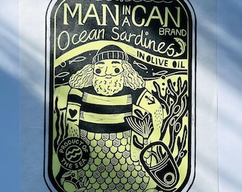 Sardines - Hand Printed Original Linocut Print