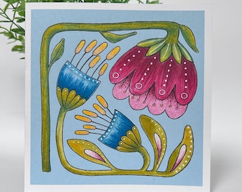 Flowers - Illustration Greetings Card