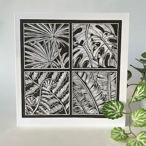 Botanicals - Carte de voeux originale en linogravure