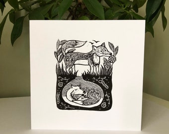 Fox Stands Watch - Hand Printed Black on White