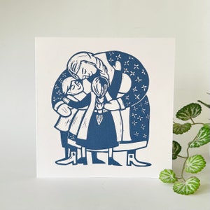 Maman - Carte de voeux originale en linogravure